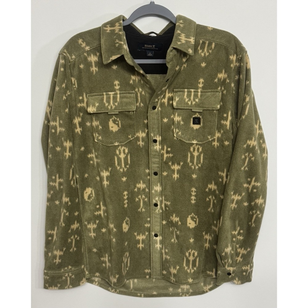 Roark Mens Diablo Flannel Shirt Polar Fleece Dusty Green Ikigai Size Small